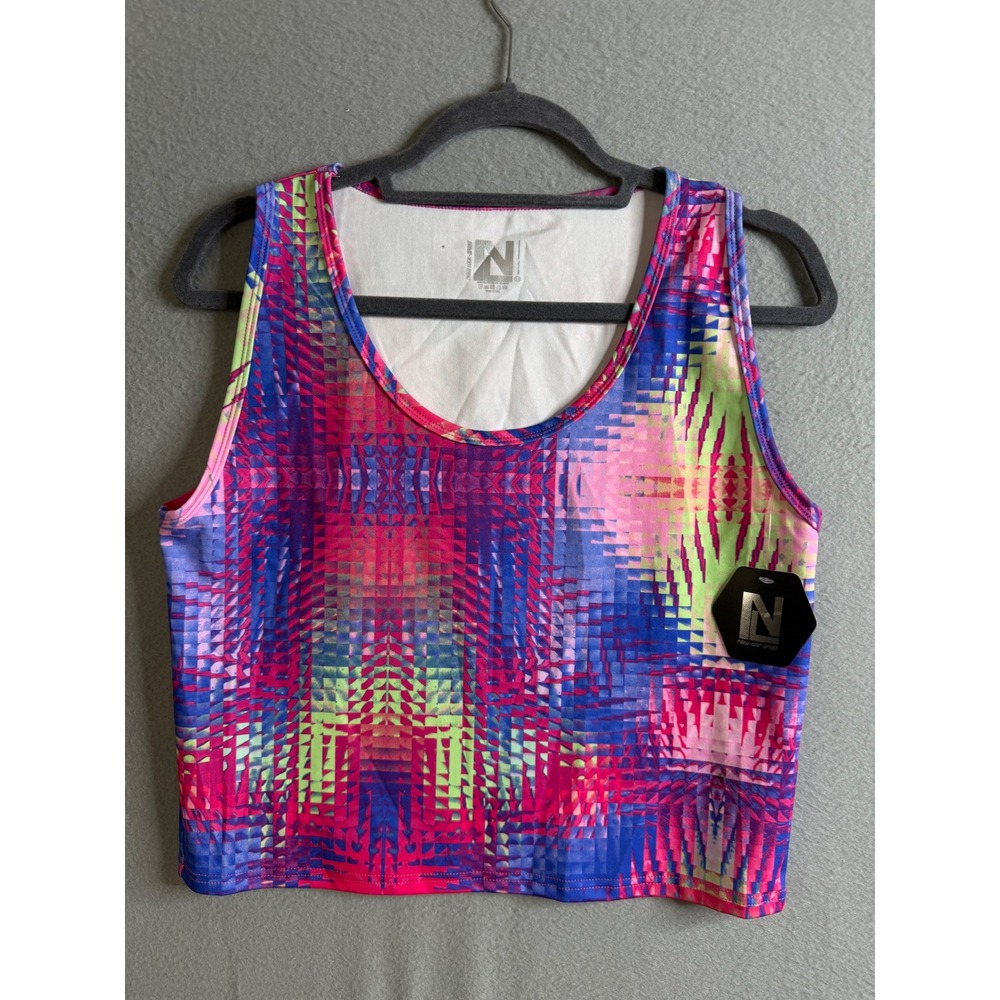 New Look Sport Top Women's 1X Abstract Geometric Print Athletic‎ Crop Tank NWT